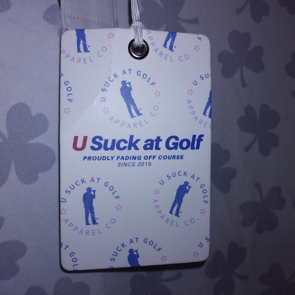 Fighting Irish Clover Print Golf Polo Shirt By U Suck At Golf Size XXL - Picture 5 of 6